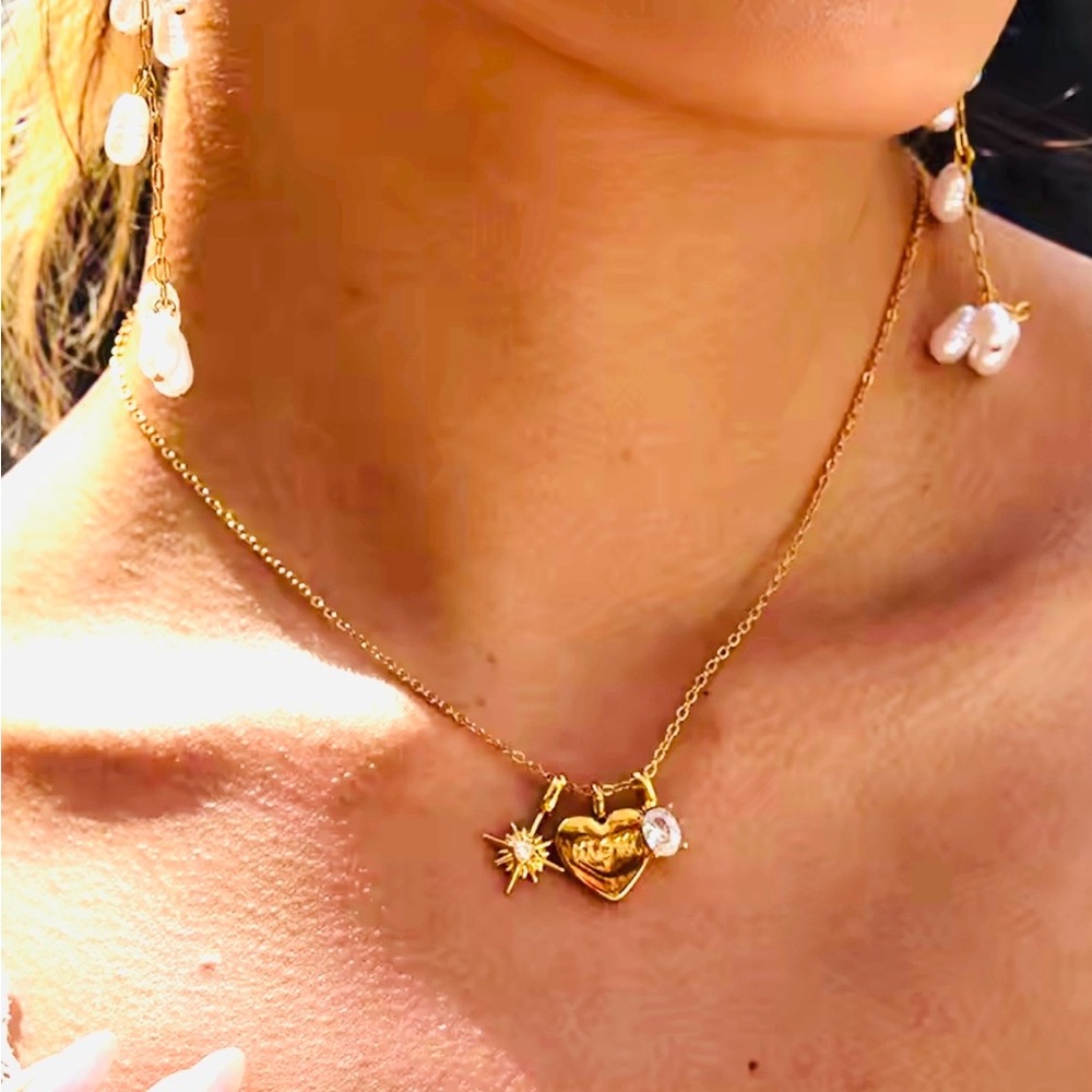 Gold Heart & Star Charm Necklace - Mother’s Day Jewelry
